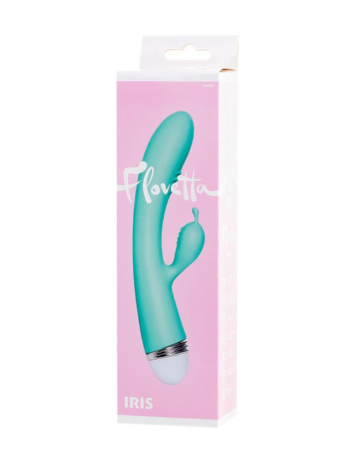 Flovetta Iris by Toyfa - Wibrator z króliczkiem, silikonowy mint, 22 cm - stymulator łechtaczki, G-spot