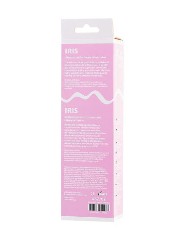 Vibrator with clitoral stimulator Flovetta by Toyfa Iris, silicone, mint, 22 cm