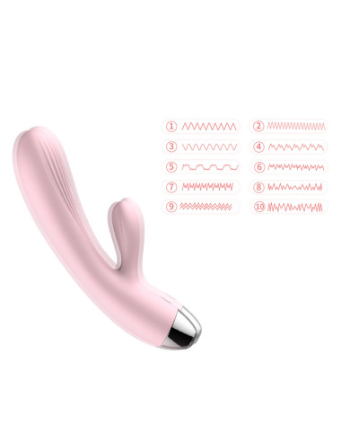 Wibrator- B -  Series, Silicone Vibrator Pink USB 10 Function / Heating
