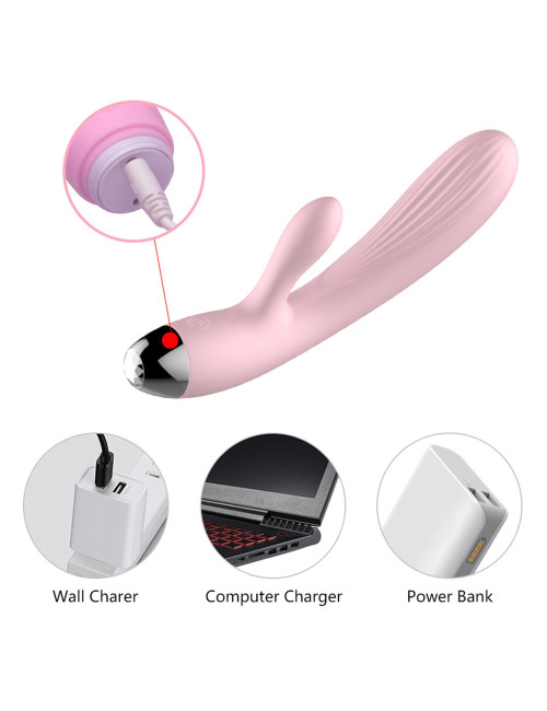 Wibrator- B -  Series, Silicone Vibrator Pink USB 10 Function / Heating