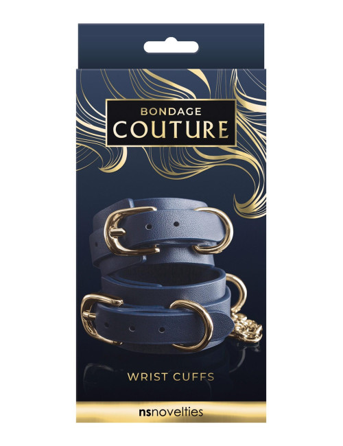 Bondage Couture Kajdanki na Nadgarstek Blue BDSM PU Faux Leather