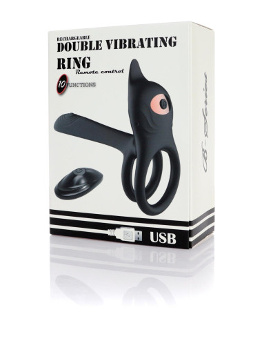 Stymulator - Double vibrating ring - USB 10 Functions / Remote Control