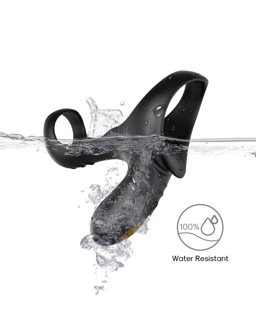 Ranger Black - pierścień wibracyjny silikon medyczny dla penisa i jąder, wodoodporny, 9 trybów wibracji, USB