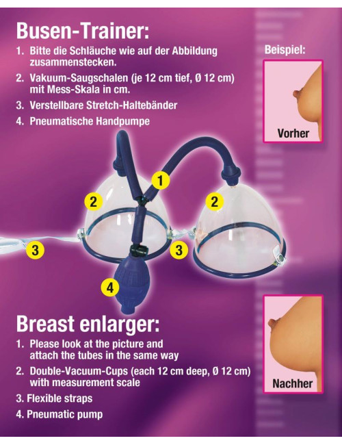 Miseczki do biustu z pompą Easy Grow - zabawki dla kobiet