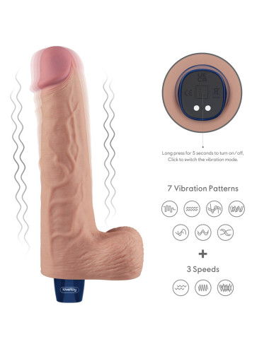 10" REAL SOFTEE Rechargeable TPE Vibrating Dildo(Flesh)