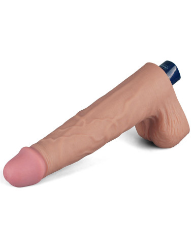10" REAL SOFTEE Rechargeable TPE Vibrating Dildo(Flesh)