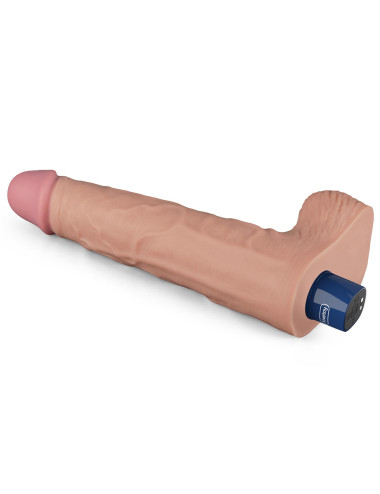 10" REAL SOFTEE Rechargeable TPE Vibrating Dildo(Flesh)