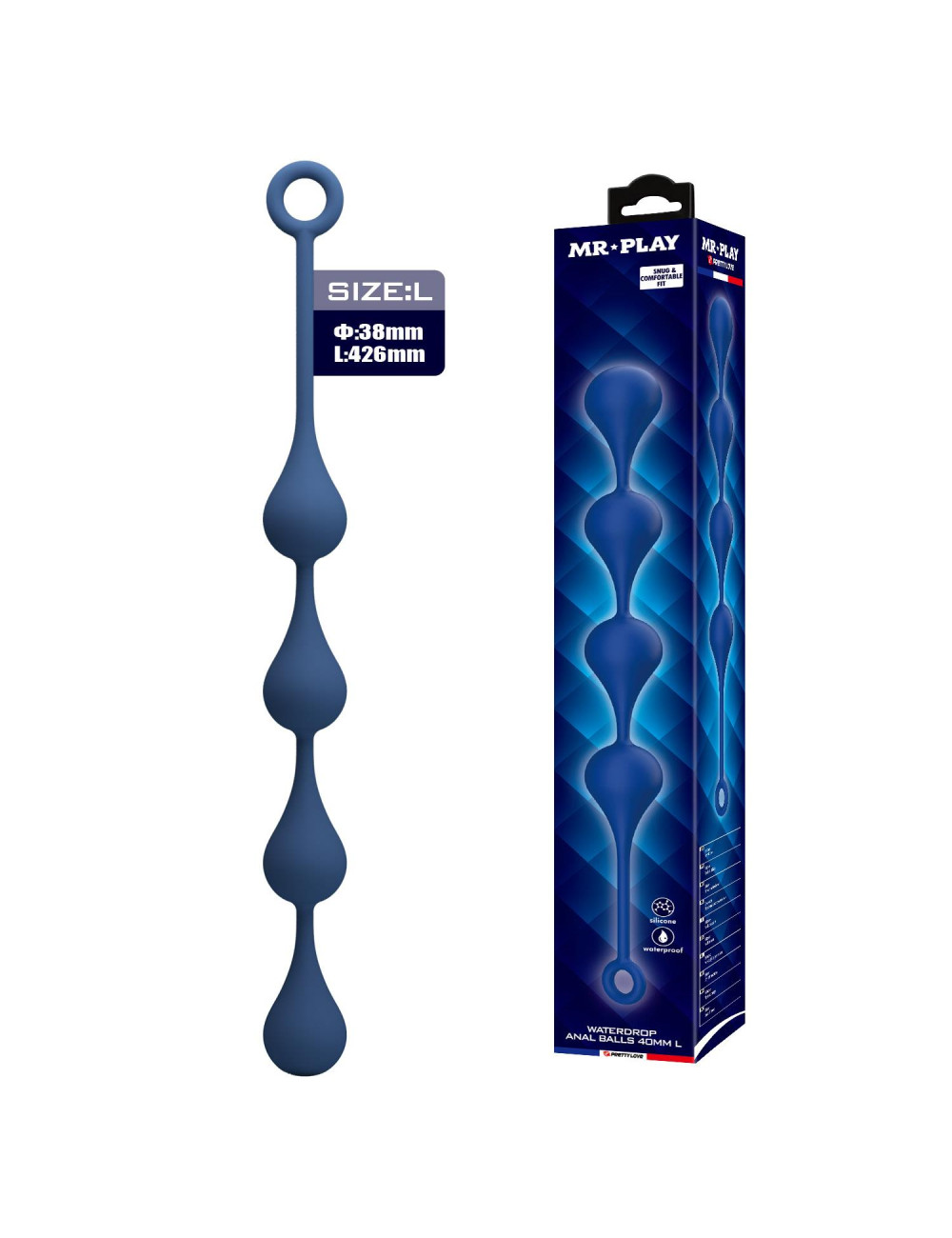MR. PLAY Waterdrop Anal Balls - Kule Analne Silikon 42,6 cm - Zabawki Analne Pręty