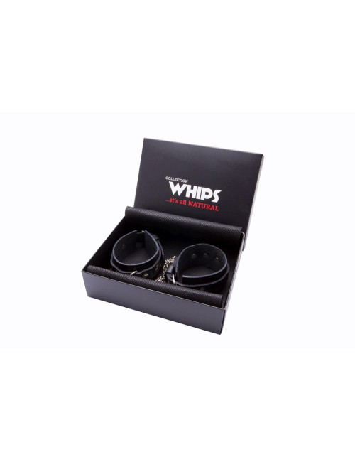 Kajdanki Męskie WHIPS - Skórzane Zabawki BDSM, Regulowane 21–25 cm, Szer. 4 cm