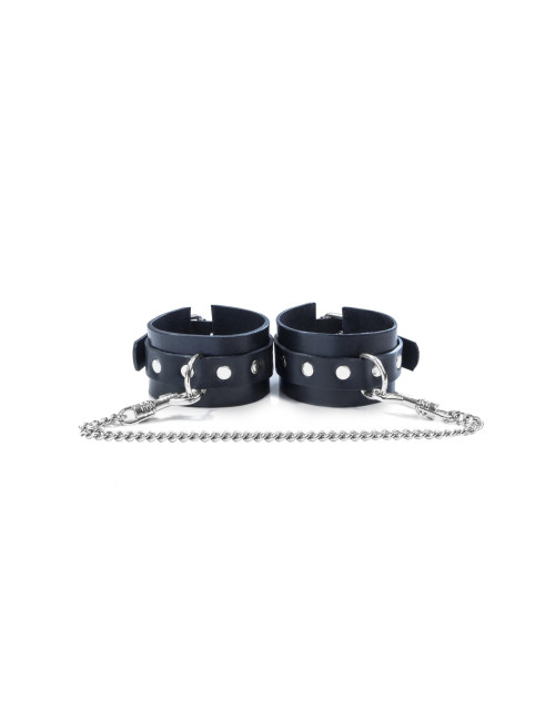 Kajdanki Męskie WHIPS - Skórzane Zabawki BDSM, Regulowane 21–25 cm, Szer. 4 cm