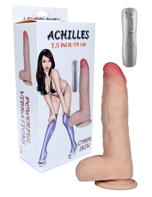 Wibrator Achilles LoveClonex 7,5V - cyber skóra, realistyczny, 7 wibracji, kompatybilny Strap-On