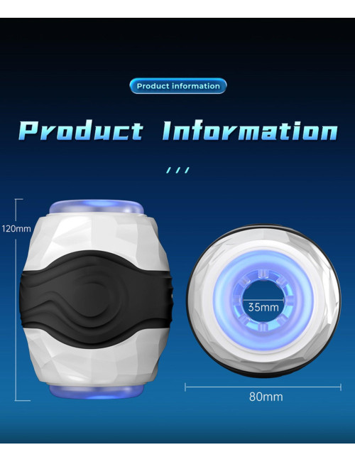 VIBRATING BALL MALE STROKER - Masturbator męski 10 wibracji IPX7 ładowanie magnetyczne