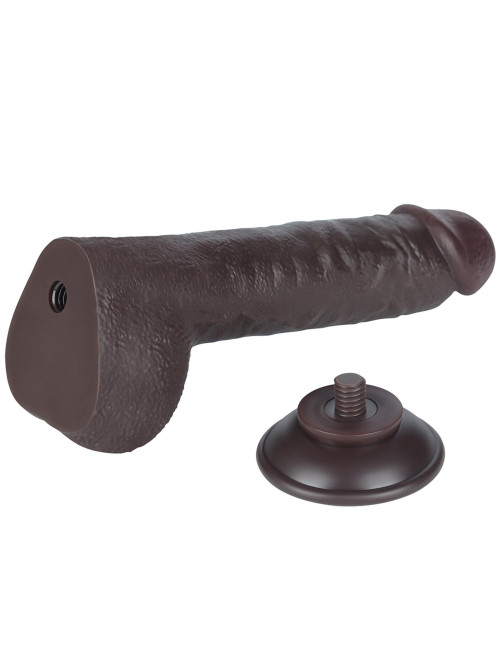 Dildo Realistyczny Sliding Skin 9,5'' Dual Layer - czarny, TPE, z przyssawką
