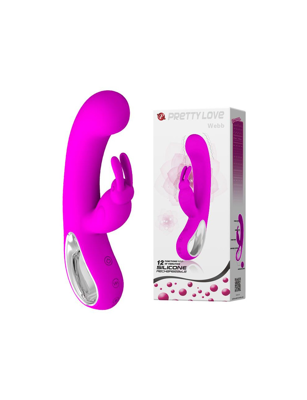 PRETTY LOVE Webb Pink USB - Wibrator Króliczek Silikonowy, 12 Trybów, 21 cm