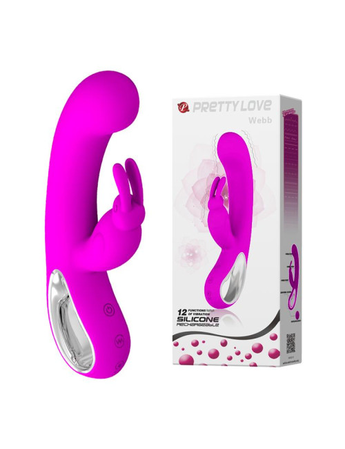 PRETTY LOVE Webb Pink USB - Wibrator Króliczek Silikonowy, 12 Trybów, 21 cm