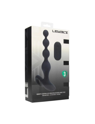 Remote Control Beaded Vibrating Silicone Anal Plug - Black