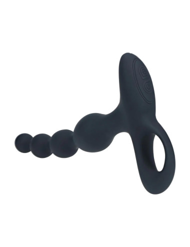 Remote Control Beaded Vibrating Silicone Anal Plug - Black