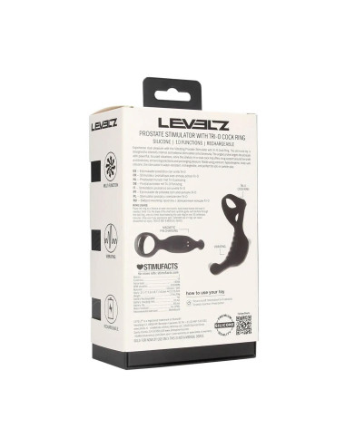 Vibrating Silicone Prostate Stimulator with Tri O Cockring - Black