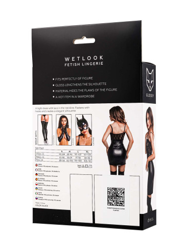 Glossy Nelly, dress, wetlook, black, M