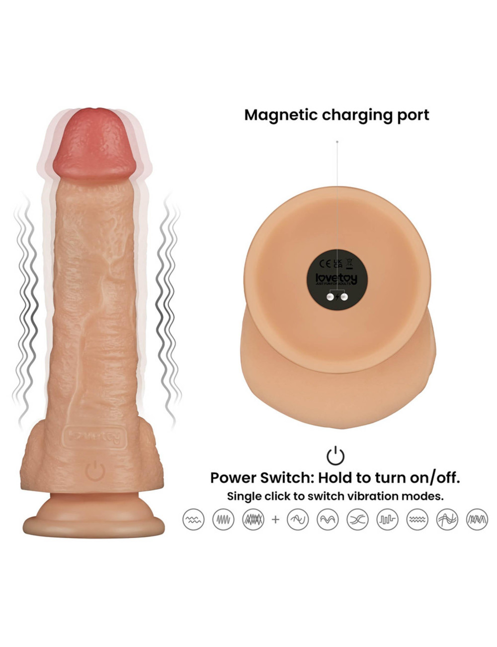 Lovetoy Wibrator w kształcie penisa z wibracją 8"