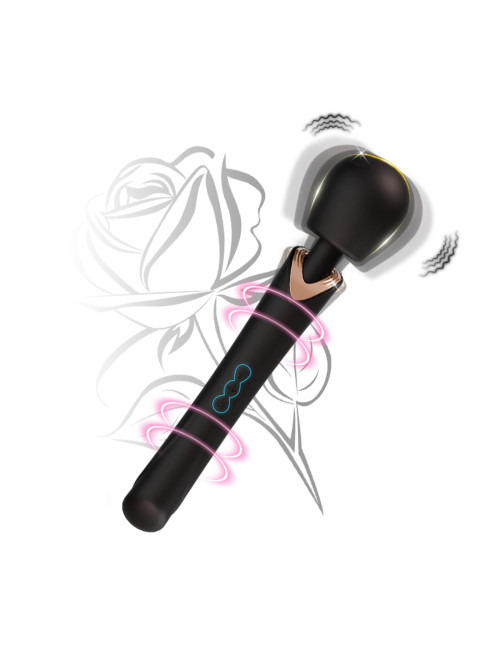 Perfect Wand Black - masażer wibrator wodoodporny, silikon medyczny, 10 trybów