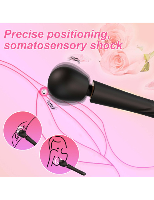 Perfect Wand Black - masażer wibrator wodoodporny, silikon medyczny, 10 trybów