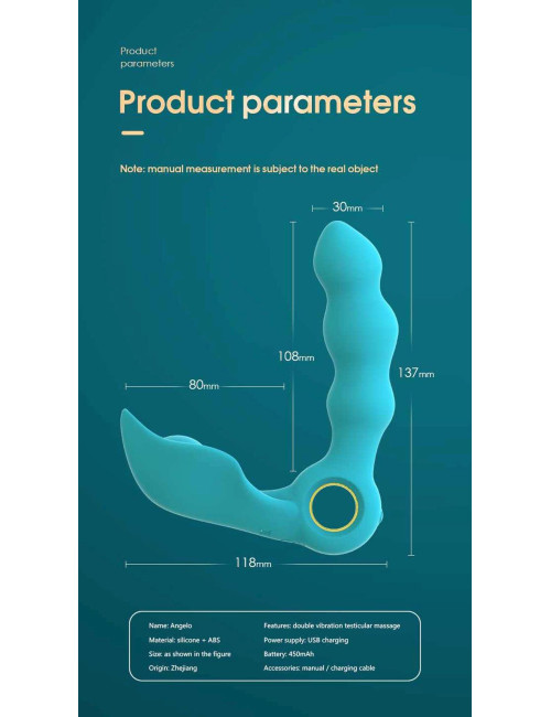 Stymulator prostaty Angelo Potrójny Masażer Prostaty Anal 3 Tryby (niebieski)