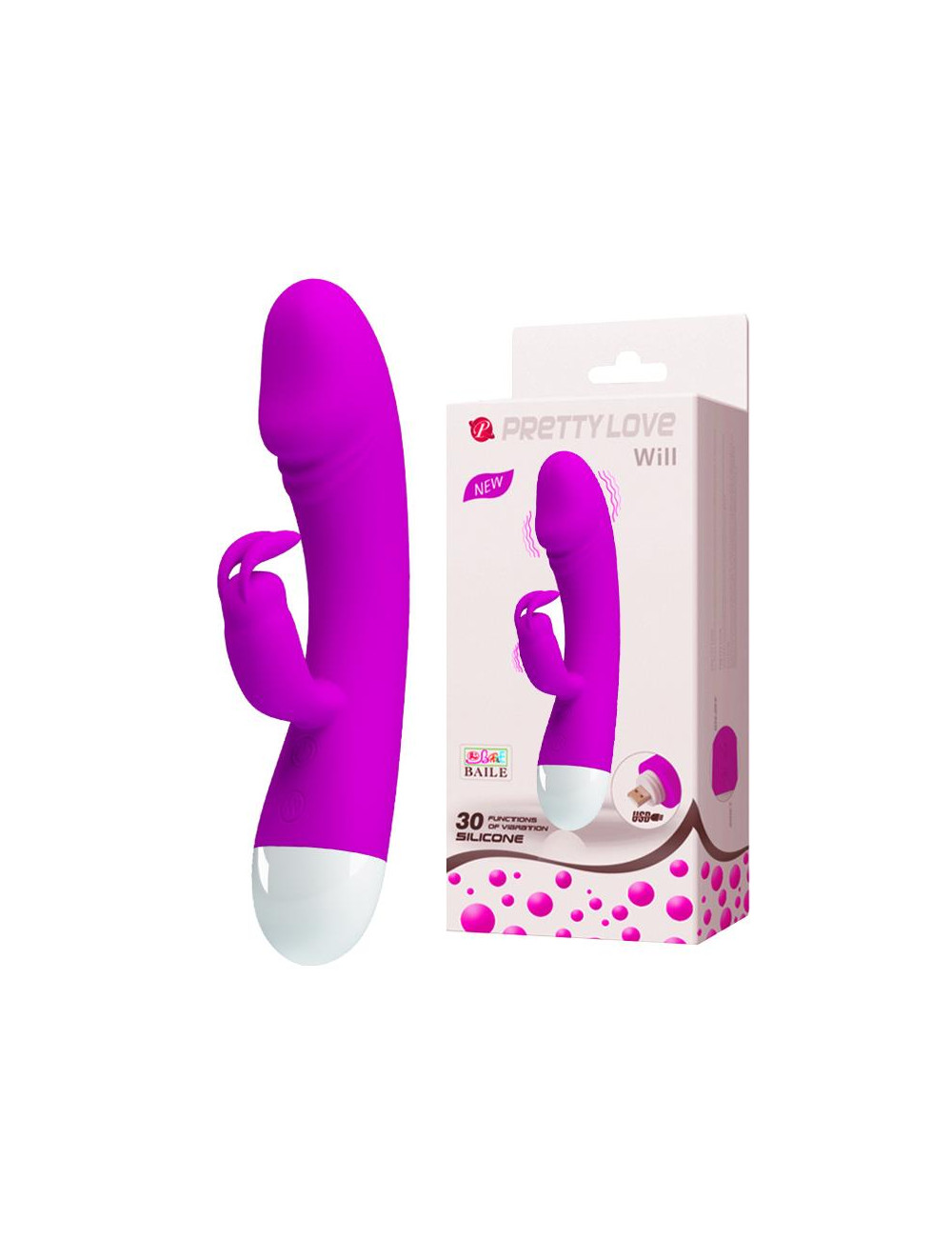 Pretty Love Will Silikonowy wibrator króliczek USB 30-funkcyjny