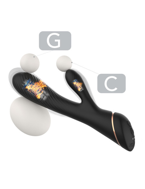 Króliczek Hare Black Wibrator silikonowy, 9 funkcji wibracji, wodoodporny