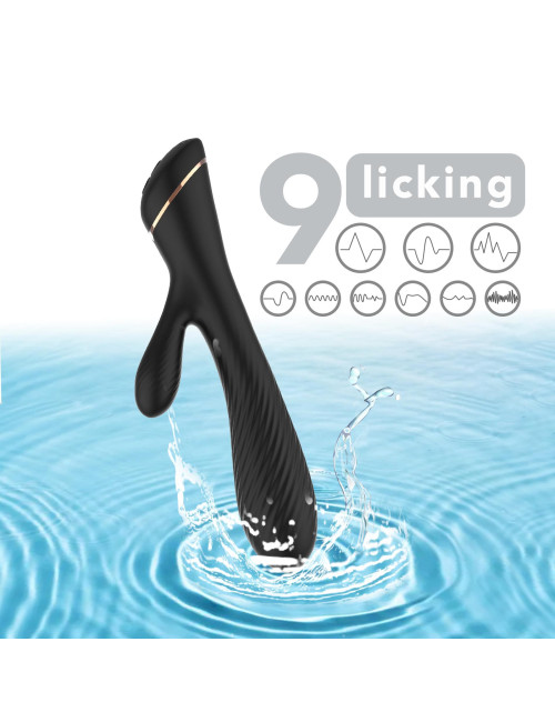 Króliczek Hare Black Wibrator silikonowy, 9 funkcji wibracji, wodoodporny