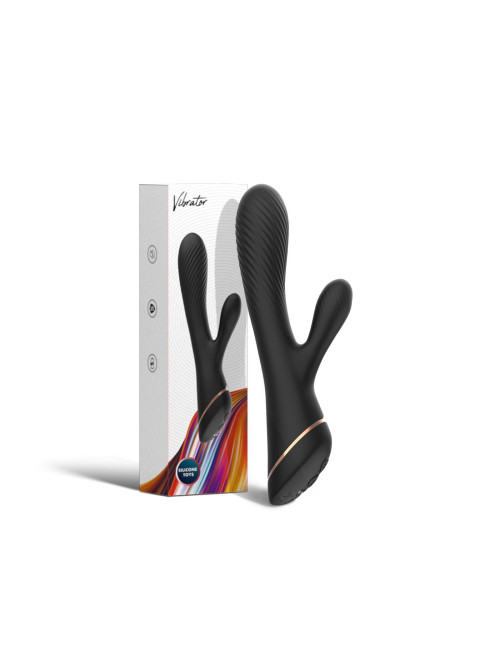 Króliczek Hare Black Wibrator silikonowy, 9 funkcji wibracji, wodoodporny