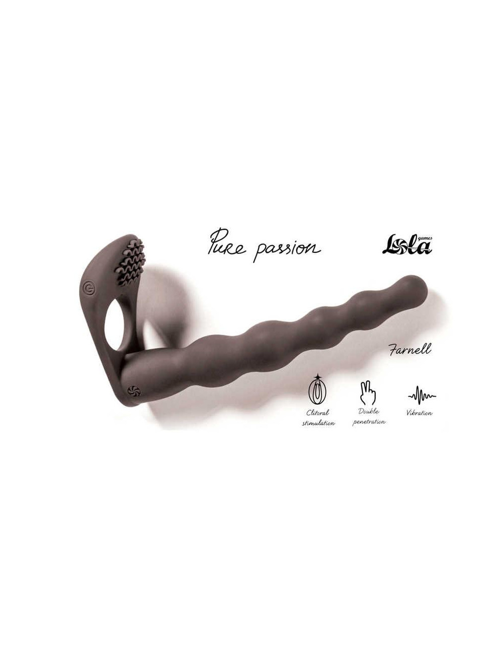 Strap-on z wibracją Pure Passion Farnell Black silikonowy 17 cm