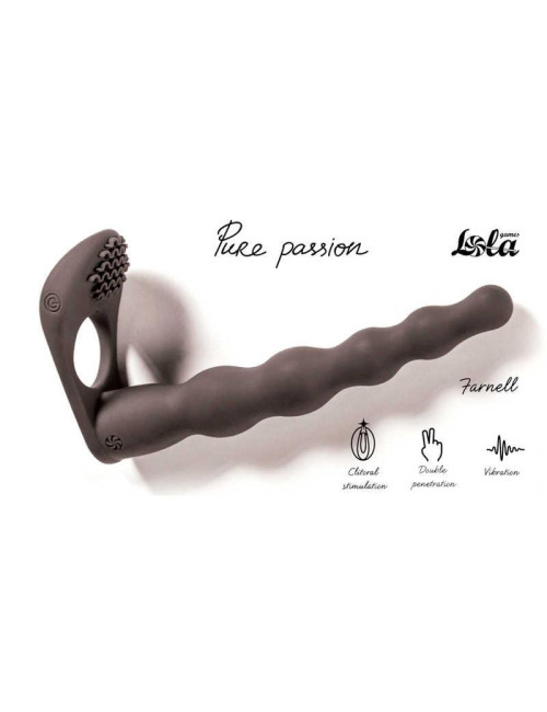 Strap-on z wibracją Pure Passion Farnell Black silikonowy 17 cm