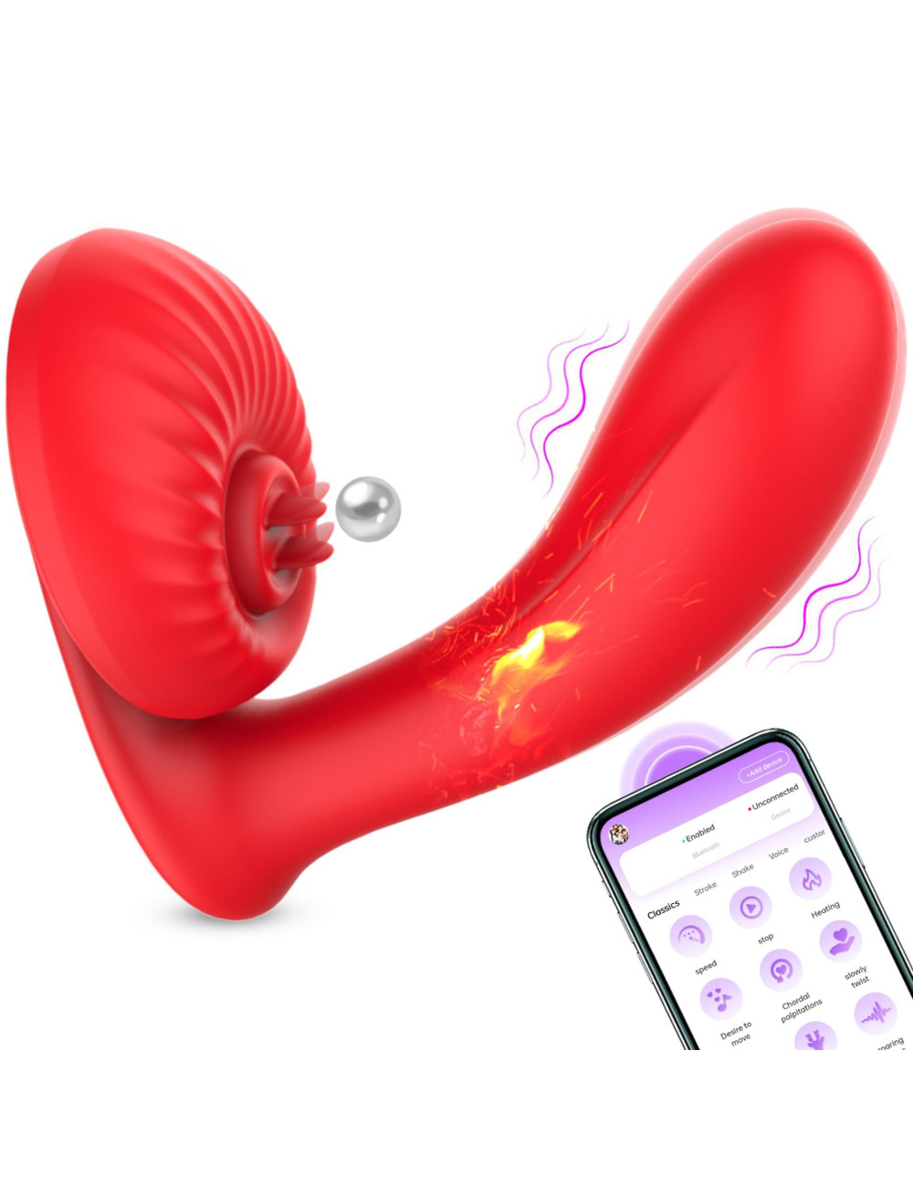 Silikonowy Wibrator 10 Trybów, Lizanie, Podgrzewanie, Sterowanie APP – Zabawki, Wibratory, Stymulatory