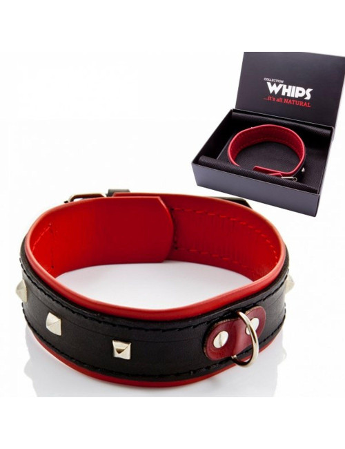 Whips Collection Skórzana Obroża Damska z Ćwiekami 38-44 cm