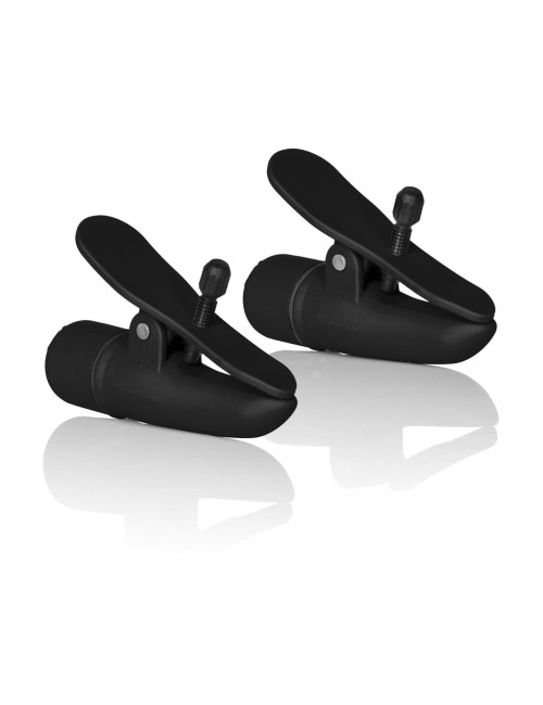 Nipplettes Black - Klamry na Sutki i Łechtaczkę, Wibrujące, BDSM Zabawki, Regulowane