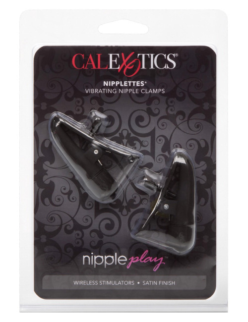 Nipplettes Black - Klamry na Sutki i Łechtaczkę, Wibrujące, BDSM Zabawki, Regulowane