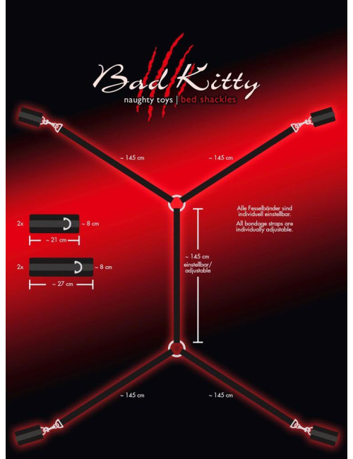 Bad Kitty Bed Shackles - Profesjonalny Zestaw Pasów do Łóżka BDSM