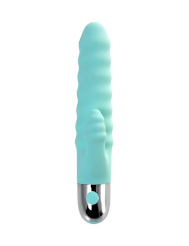 Relief vibrator with clitoral stimulation Flovetta Flax, silicone, mint, 17.5 cm
