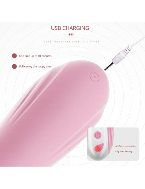 Wibrator Hannah USB Pink – 2 w 1 stymulator łechtaczki i pochwy, silikonowy, wodoodporny, 20 funkcji