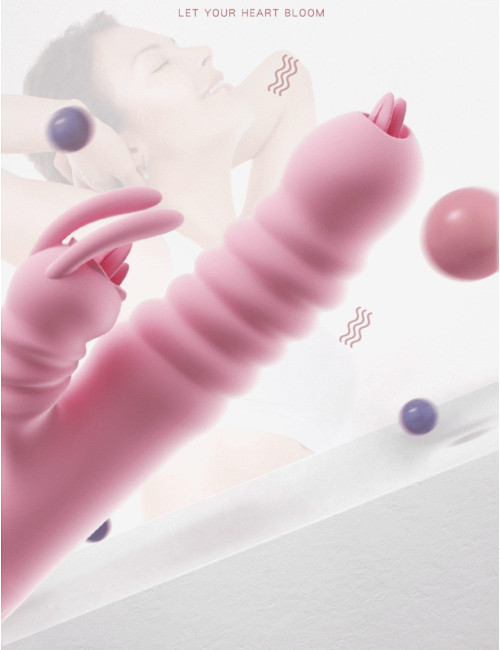 Wibrator Hannah USB Pink – 2 w 1 stymulator łechtaczki i pochwy, silikonowy, wodoodporny, 20 funkcji