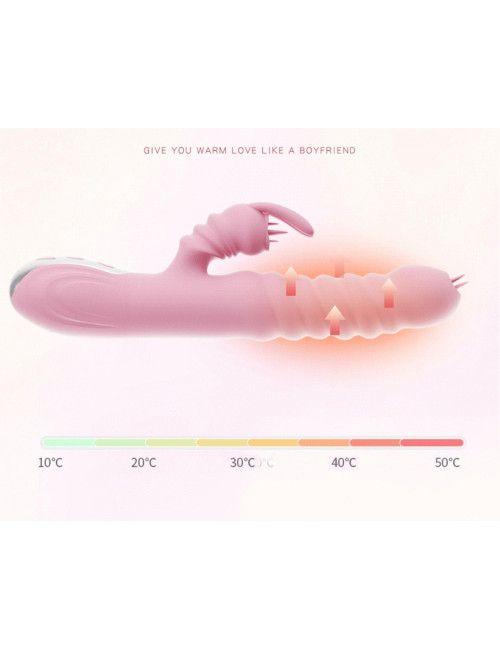 Wibrator Hannah USB Pink – 2 w 1 stymulator łechtaczki i pochwy, silikonowy, wodoodporny, 20 funkcji