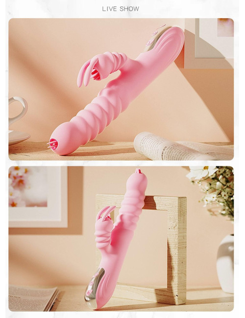 Wibrator Hannah USB Pink – 2 w 1 stymulator łechtaczki i pochwy, silikonowy, wodoodporny, 20 funkcji