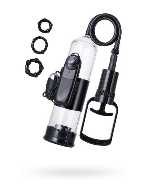 A-TOYS Pompka do Penisa Coal z Vibro - Przezroczysta PVC 22,8 cm, Dla Mężczyzn