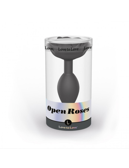 OPEN ROSES L SIZE BLACK ONYX – Zabawki analne i biżuteria analna, silikon, ergonomiczny korek, 3 rozmiary