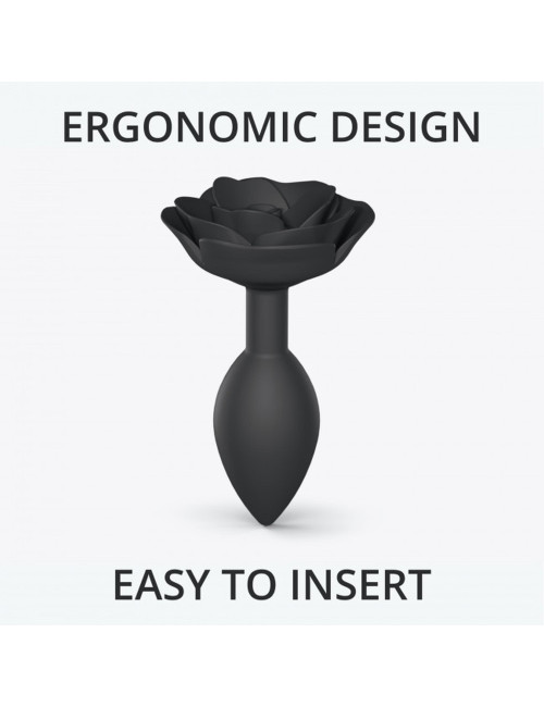 OPEN ROSES L SIZE BLACK ONYX – Zabawki analne i biżuteria analna, silikon, ergonomiczny korek, 3 rozmiary