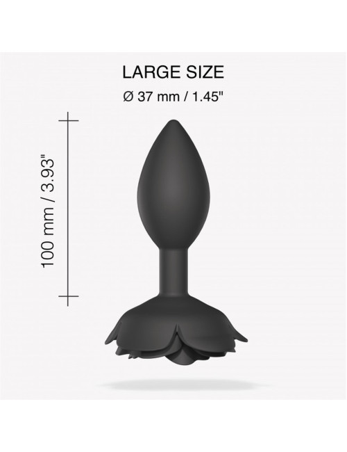 OPEN ROSES L SIZE BLACK ONYX – Zabawki analne i biżuteria analna, silikon, ergonomiczny korek, 3 rozmiary