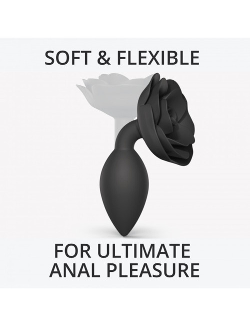 OPEN ROSES L SIZE BLACK ONYX – Zabawki analne i biżuteria analna, silikon, ergonomiczny korek, 3 rozmiary