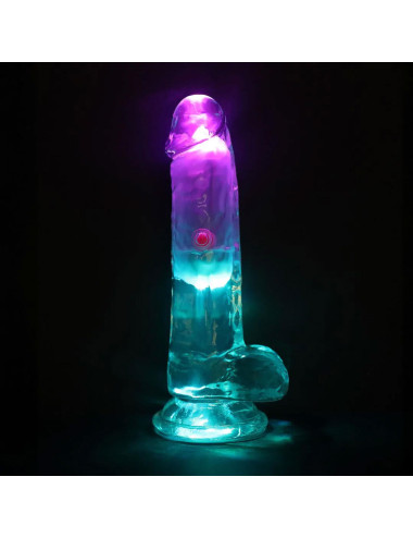 LED Vibrating Straight Cock with Balls - 15 cm - Transparent
