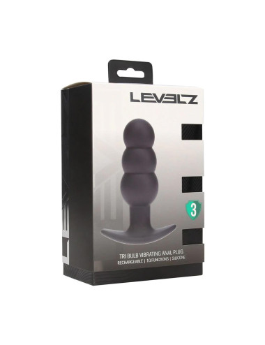 Tri Bulb Vibrating Silicone Anal Plug - Black